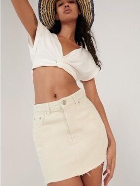 Zara Denim Ecru Mini Skirt